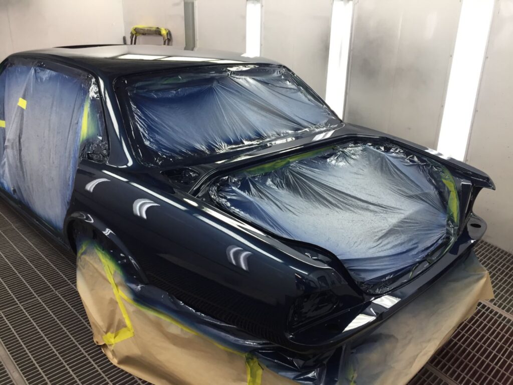 Rear view of the Jaguar XJ after its full respray